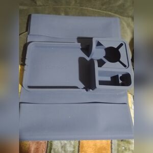 Couch Cup Holder Tray Sofa Armrest Tray with Drink Holder Side Pockets Grey